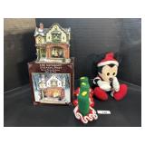 Christmas Soda Shop Lighted House, Mickey Plush.