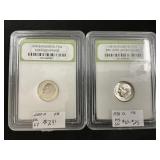 1981-D & 2000-S Dimes INB Slabs.