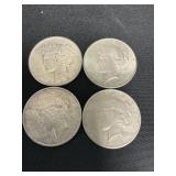 4 90% Silver Peace Dollars.
