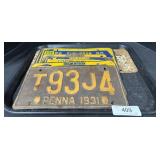 Lot Of  Vintage Pennsylvania License Plates.