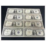 8 $1 Blue Seal Bills.