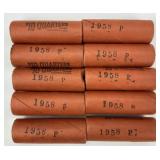 10 $10 Rolls of 90% Silver 1958-P Quarters.