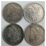 4 90% Silver 1879-1900 Morgan Dollars.