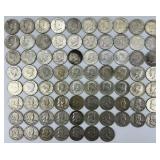 76 90% Silver Franklin & Kennedy Half Dollars.