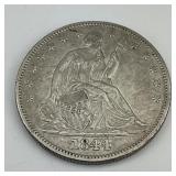 90% Silver 1844 Seated Liberty Half Dollar.
