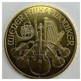 1 Troy Oz Fine Gold Austrian Philharmonic Coin.