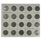 20 90% Silver 1917-1946 Walking Liberty Halves.