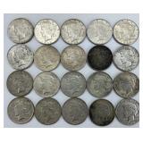 20 90% Silver 1922-1935 Peace Dollars.