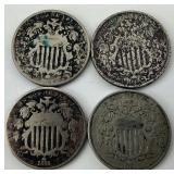 1867-1868 Shield Nickels.