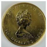 1 Troy Oz Fine Gold Canadian $50  Maple Leaf.