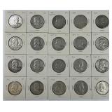 20 90% Silver 1953-1963 Franklin Half Dollars.