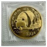 1 Troy Oz Fine Gold 1987 Chinese Panda Coin.