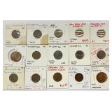 15 Civil War Tokens.