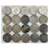20 90% 1922-1927 Silver Peace Dollars.