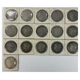16 90% Silver 1879-1901 Morgan Dollars.