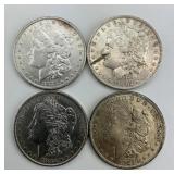 4 90% Silver 1879-1921 Morgan Dollars.
