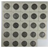 24 90% Silver 1916-1947 Walking Liberty Halves.