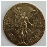 Fine Gold Mexican 50 Pesos Centenario.