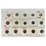 15 Civil War Tokens.