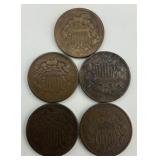 1964-1965 2 Cent Pieces.