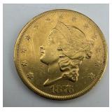 90% Gold 1876 Liberty Head Double Eagle.
