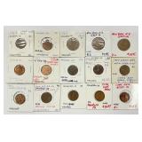 15 Civil War Tokens.