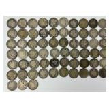 63 90% Silver Barber & Seated Liberty Dimes.