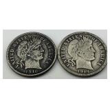 90% Silver 1914 & 1916 Barber Dimes.