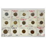 15 Civil War Tokens.