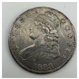 90% Silver 1833 Capped Bust Half Dollar.