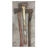 (3) Vtg Lumberjack Axes.