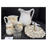 Hall China Autumn Leaf Pitcher & Shakers.