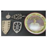 Cast Iron Mini Pan, Iron Rests, Coca Cola Adv.