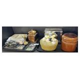 Corningware, Coffee Grinder, Toaster, Canister.