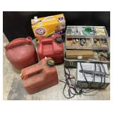 Gas Cans, Cat Litter, Battery Charger, Tackle Box.