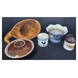 Stoneware Bowl, Ceramic Cornucopia, Planter.