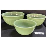 3 Fire King Jadeite Nesting Mixing Bowls.