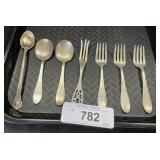 4 Sterling Silver Forks, 3 Sterling Silver Spoons.