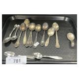 1 Sterling Silver Baby Spoon, 12 Plated Spoons.