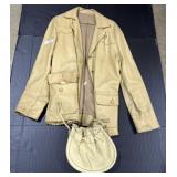 Leather Coat W/ Leather Purse.