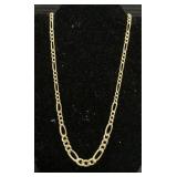 14 KT Gold Figaro Link Necklace.