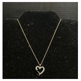 10 KT Gold Necklace W/Heart Pendant.