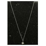 14 KT White Gold Necklace W/Star Pendant.