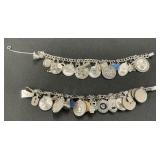 2 Sterling Silver Charm Bracelets.