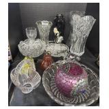 EAPG Glass Vases, Bowls, Basket.