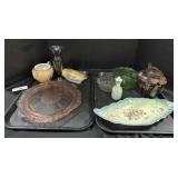 Pink Depression Glass Plate, Glass Vase.