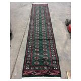 Hand-Knotted Pakistani Bokhara Runner Rug.