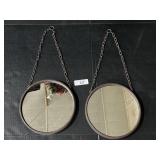 2 Round Metal Framed Wall Hanging Mirrors.