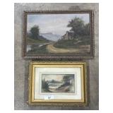 Oil On Board & Watercolor Landscape Paintings.