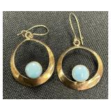 14 KT Gold & Aquamarine Earrings.